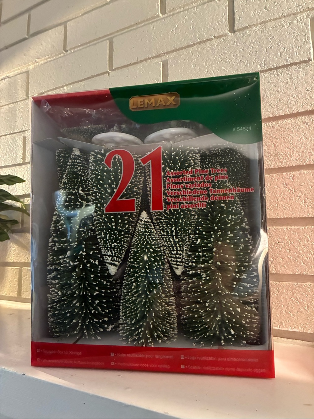 Lemax Green Bottle Brush Pine Trees Set